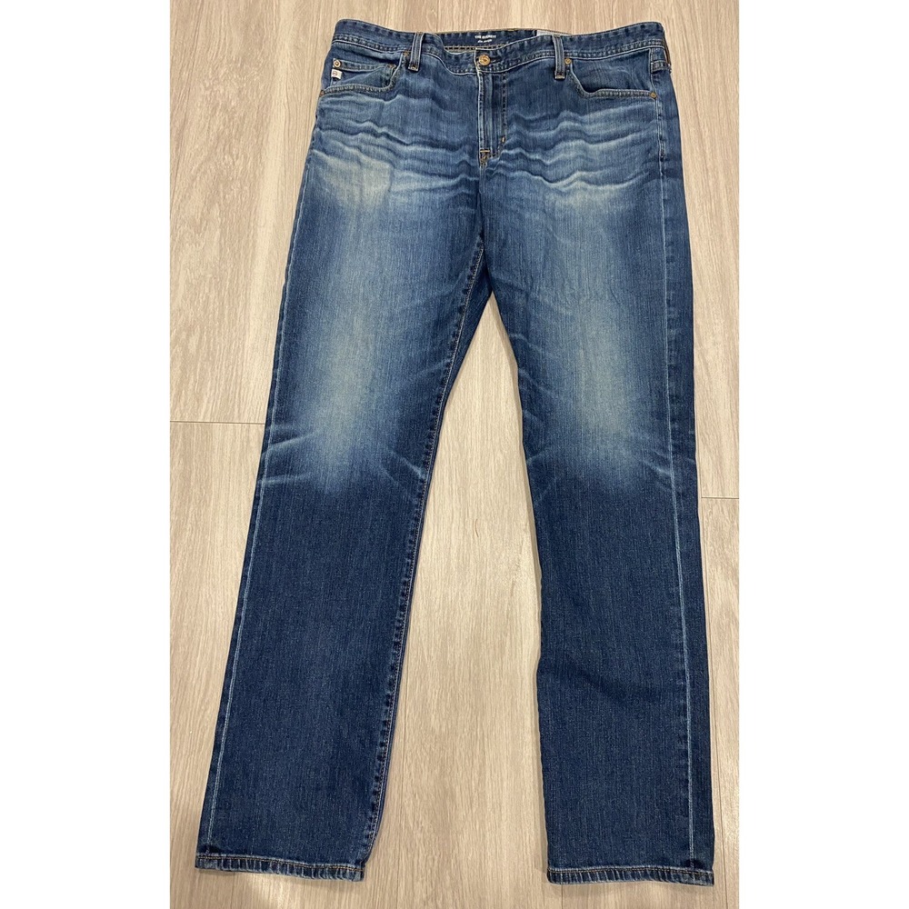 AG Mens Jeans 38x34 Adriano Goldschmied Blue The Everett Slim Straight Denim